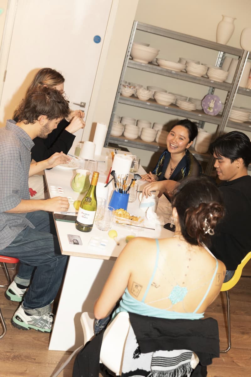 A group of friends painting at Space Studio